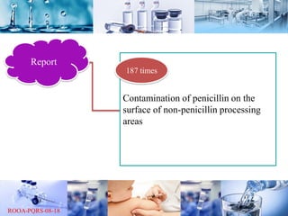 Report
Contamination of penicillin on the
surface of non-penicillin processing
areas
187 times
 