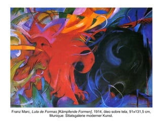 Franz Marc,  Luta de Formas [Kämpfende Formen] , 1914, óleo sobre tela, 91x131,5 cm, Munique: Sttatsgalerie moderner Kunst. 