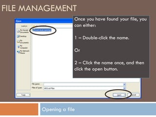 Files - saving and opening | PDF