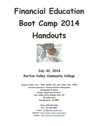 Financial Education Boot Camp-07-30-14-Group Activity Handouts