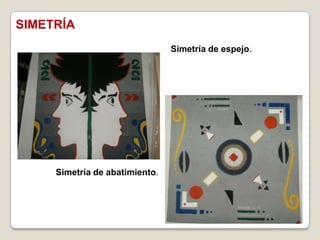 SIMETRÍA
                                Simetría de espejo.




     Simetría de abatimiento.
 
