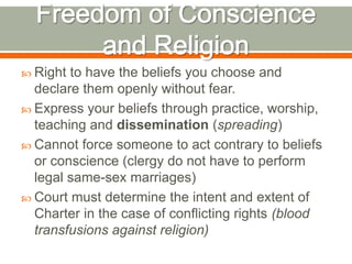 Canadian Fundamental Rights and Freedoms | PPTX