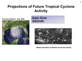 1

      Projections of Future Tropical Cyclone
                      Activity

Hurricane Katrina, Aug. 2005   Isaac Ginis
                               GSO/URI




                                  Model simulation of Atlantic hurricane activity
 