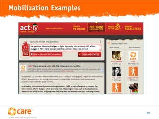 Mobilization Examples




                                         10
© 2005, CARE USA. All rights reserved.
 