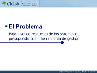 Bajo nivel de respuesta de los sistemas de presupuesto como herramienta de gestión El Problema  