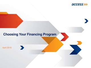 Choosing Your Financing Program
April 2016
 