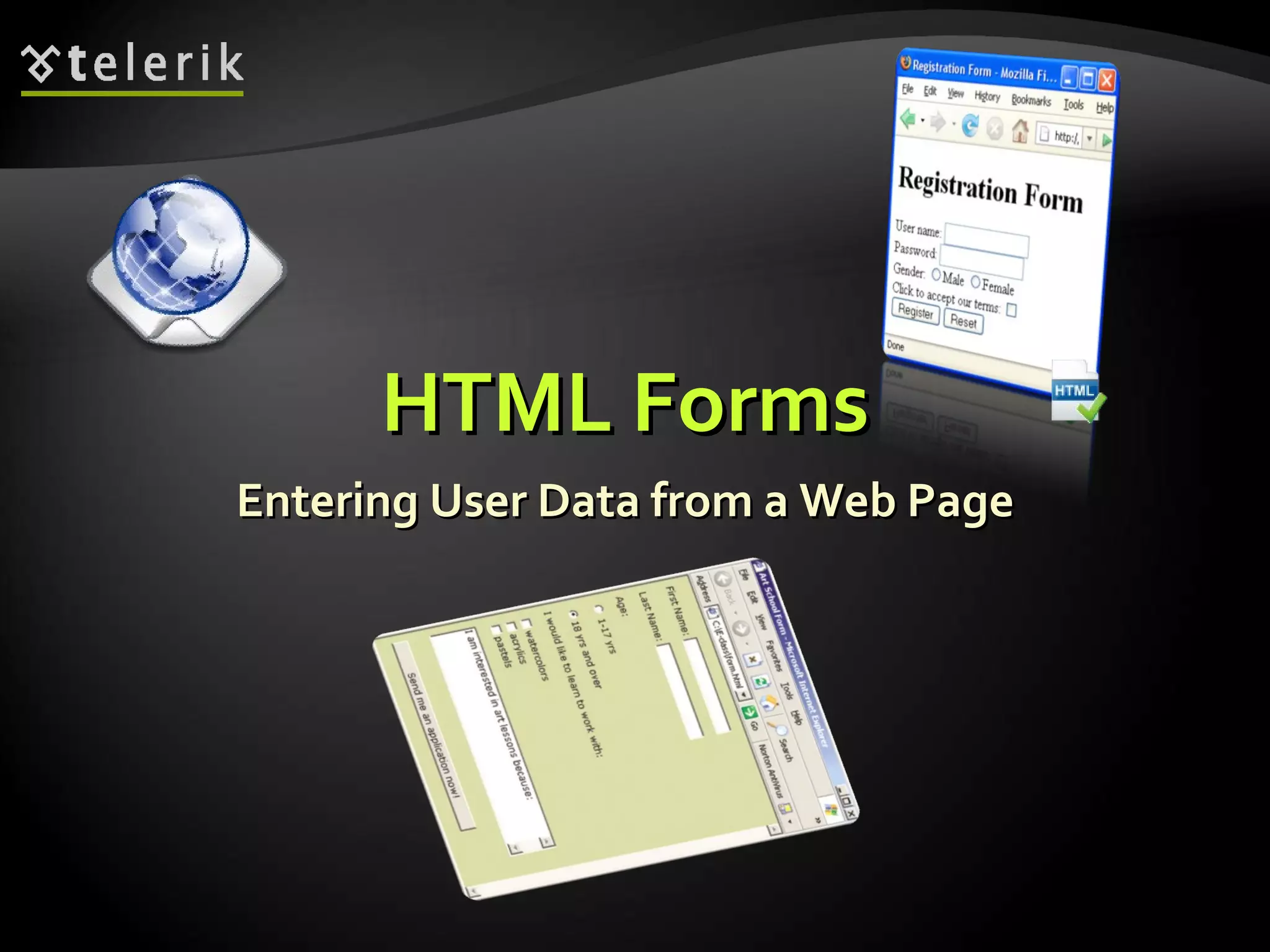 HTML Forms Entering User Data from a Web Page 