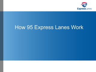 Click to edit Master title style 
» Click to edit Master text styles 
– Second level 
How 95 Express Lanes Work 
• Third l...