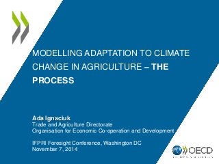 MODELLING ADAPTATION TO CLIMATE
CHANGE IN AGRICULTURE – THE
PROCESS
Ada Ignaciuk
Trade and Agriculture Directorate
Organisation for Economic Co-operation and Development
IFPRI Foresight Conference, Washington DC
November 7, 2014
 