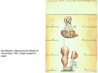 Ilya Kabakov, Measuring the Weight of
Varnometer, 1961. Crayon pastel on
paper
 