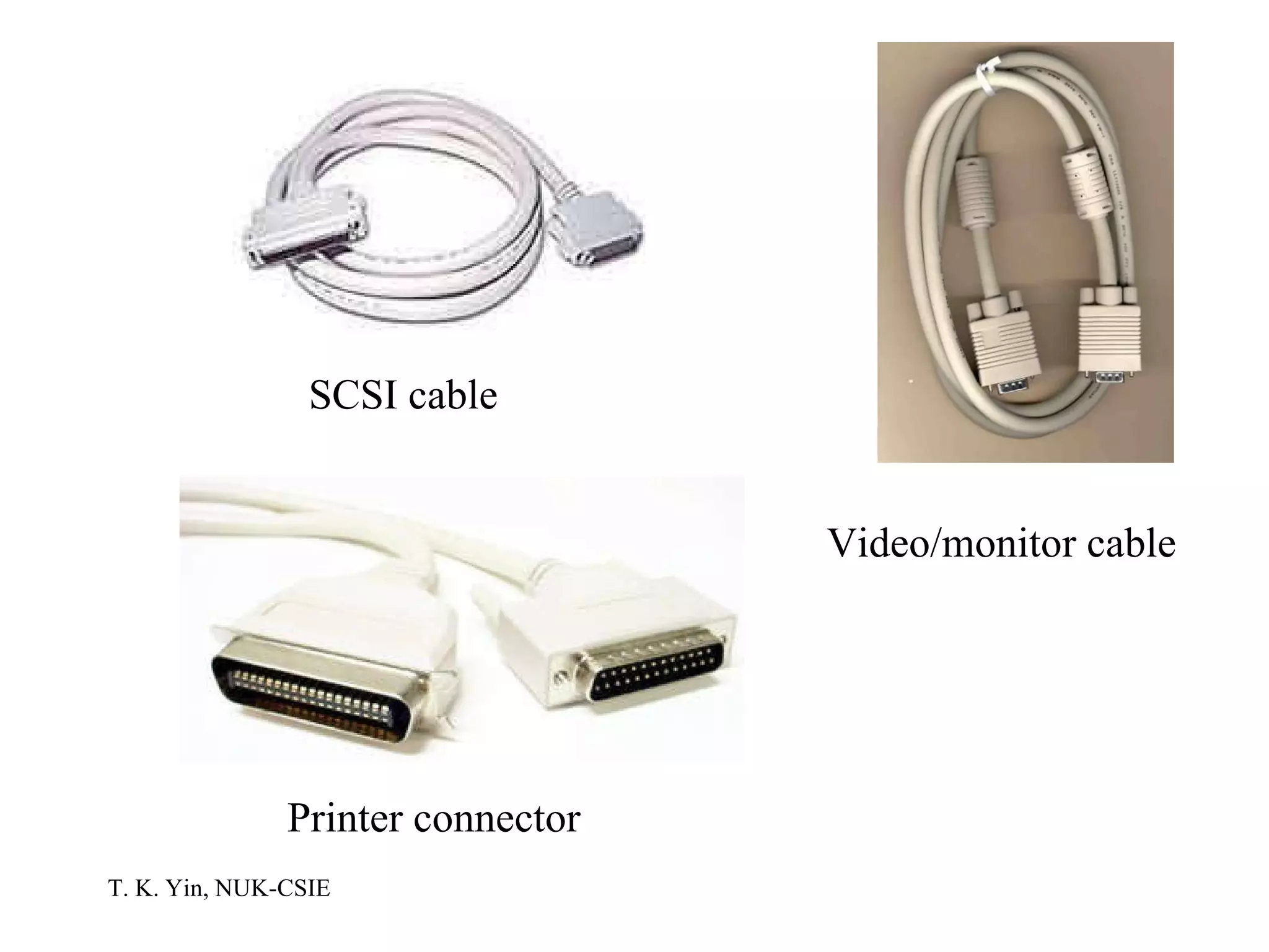 SCSI cable Printer connector Video/monitor cable 