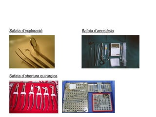 Safata d’exploració Safata d’anestèsia
Safata d’obertura quirúrgica
 
