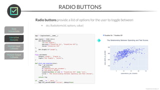 RADIO BUTTONS
*Copyright Maven Analytics, LLC
Radio buttons provide a list of options for the user to toggle between
• dcc.RadioItems(id, options, value)
 