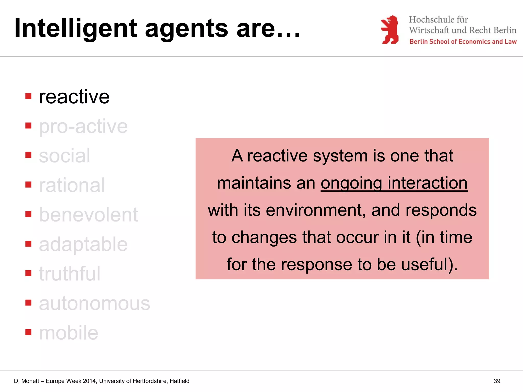 Introduction to Agents and Multi-agent Systems (lecture slides) | PPT