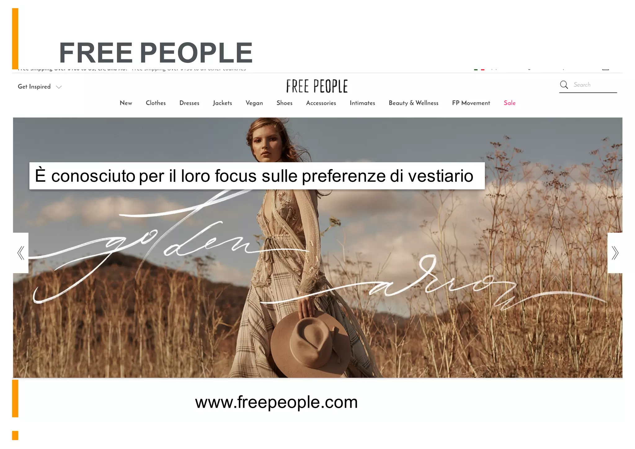 FREE PEOPLE
www.freepeople.com
È conosciuto per il loro focus sulle preferenze di vestiario
 