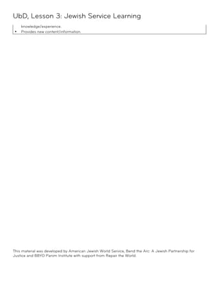 3 jewish service learning lesson plan and ub-d | PDF