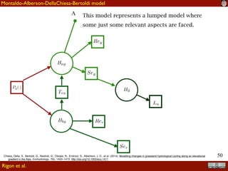 !50
Montaldo-Alberson-DellaChiesa-Bertoldi model
A
Rigon et al.
This model represents a lumped model where
some just some relevant aspects are faced.
Chiesa, Della, S., Bertoldi, G., Niedrist, G., Obojes, N., Endrizzi, S., Albertson, J. D., et al. (2014). Modelling changes in grassland hydrological cycling along an elevational
gradient in the Alps. Ecohydrology, 7(6), 1453–1473. http://doi.org/10.1002/eco.1471
Rigon et al.
 