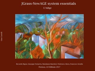 !67
JGRASS-NEWAGE MODEL SYSTEM AND SATELLITE DATA
0
100
200
Precip[mm/month]
−100
0
100
01 02 03 04 05 06 07 08 09 10 11 12
Months
Fluxes(Q,ET,S)[mm/month]
ET
Q
S
Figure 7.16: Basin scale long term monthly mean Water budget components based on
estimates from 1994 to 2009. It shows the relative share of the three components (Q, ET
and S) of the total available water J.
160
Abera et al.
The water budget (temporal)
Aberaetal,inreview,2016c
 