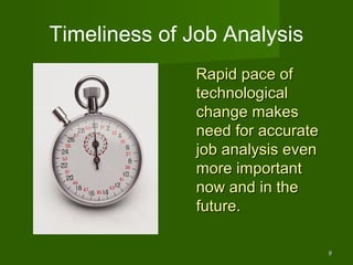 Timeliness of Job Analysis
               Rapid pace of
               technological
               change makes
               need for accurate
               job analysis even
               more important
               now and in the
               future.

                                   9
 