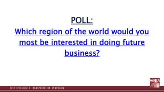 POLL:
Which region of the world would you
most be interested in doing future
business?
 