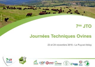 7es JTO
Journées Techniques Ovines
23 et 24 novembre 2016 - Le Puy-en-Velay
©ROMSélection
 