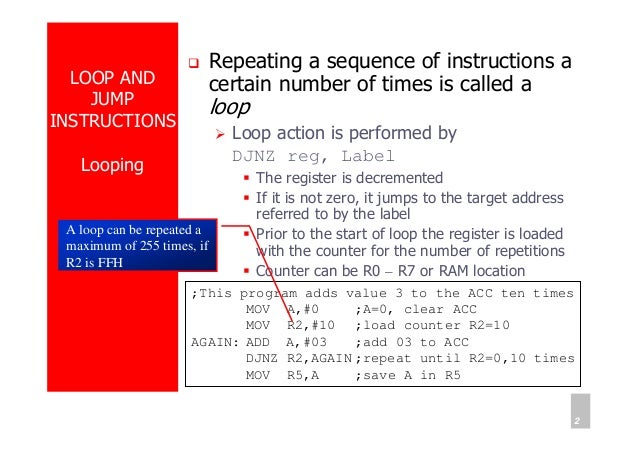 3 jump, loop and call instructions