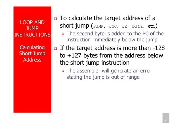 3 jump, loop and call instructions