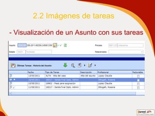 2.2 Imágenes de tareas - Visualización de un Asunto con sus tareas . 