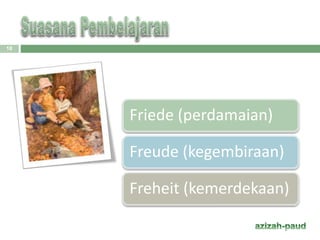 Friede (perdamaian)
Freude (kegembiraan)
Freheit (kemerdekaan)
18
 