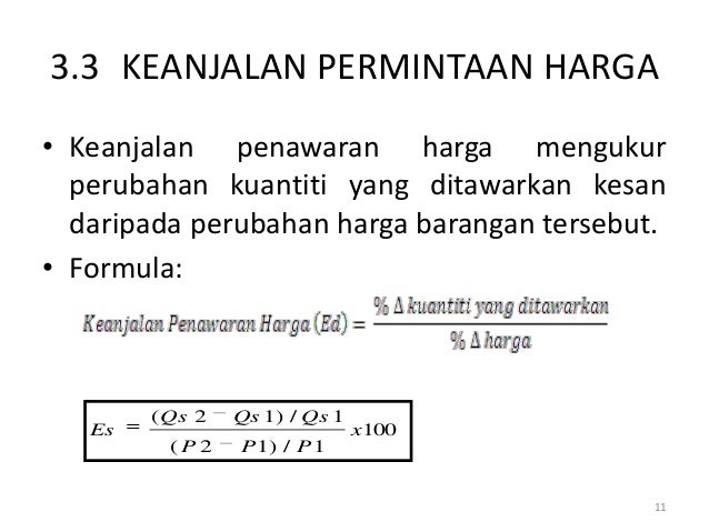 3 keanjalan permintaan dan penawaran