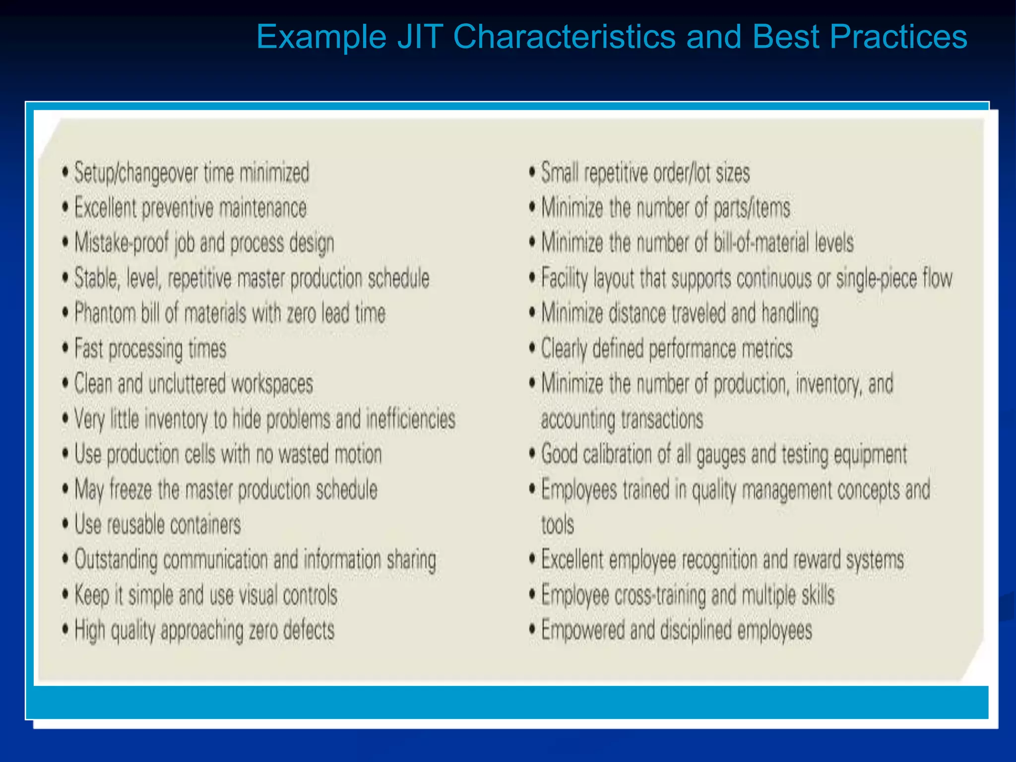Example JIT Characteristics and Best Practices
 