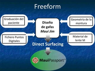 FreeformGraduación delpacienteGeometría de lamonturaDiseñode gafasMaui Jim Material de lenteMFicheroPuntosDigitalesDirect Surfacing