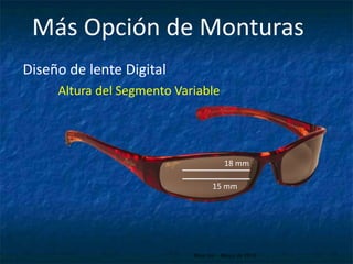 Más Opción de MonturasDiseño de lente DigitalAltura del Segmento Variable18 mm15 mmMaui Jim - Março de 2010