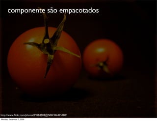 componente são empacotados




http://www.ﬂickr.com/photos/19684903@N00/346425180/   52
Monday, December 7, 2009
 