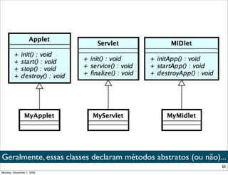 Geralmente, essas classes declaram métodos abstratos (ou não)...
                                                              55
Monday, December 7, 2009
 