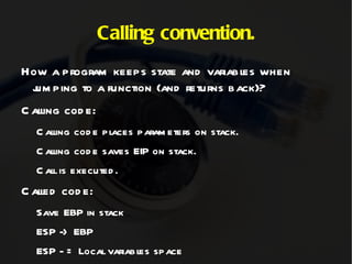 Computer memory: Segments .text : Executable code. RO and Fixed Size. 