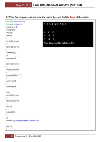 3 matrix in c++ programming aramse | PDF