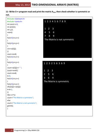 3 matrix in c++ programming aramse | PDF