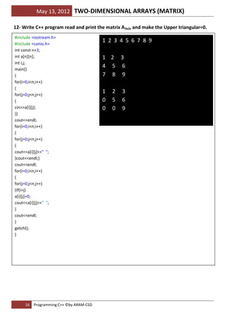3 matrix in c++ programming aramse | PDF