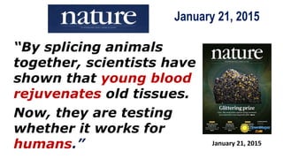 Young Bone marrow transplants
restore exploratory activity in old mice
Feb. 20, 2019
“Remarkably, young
bone marrow
recipi...