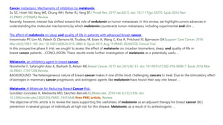 Melatonin and its anti-glioma functions: a comprehensive review.
Maitra S, Bhattacharya D, Das S, Bhattacharya S.Rev Neuro...