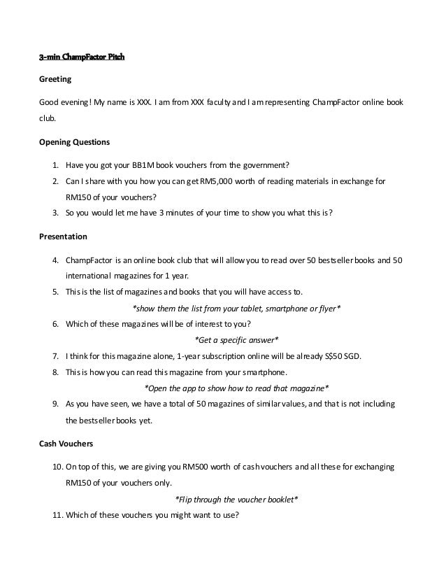 3 minute sales pitch examples