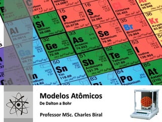 Modelos Atômicos
De Dalton a Bohr
Professor MSc. Charles Biral
 