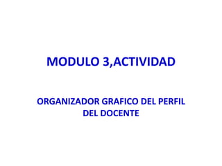 MODULO 3,ACTIVIDAD
ORGANIZADOR GRAFICO DEL PERFIL
DEL DOCENTE
 