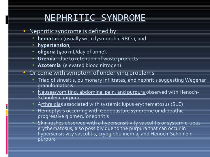 Nephrotic Vs Nephritic Chart