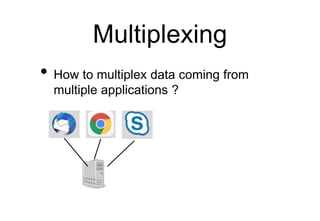 Multiplexing
• How to multiplex data coming from
multiple applications ?
 