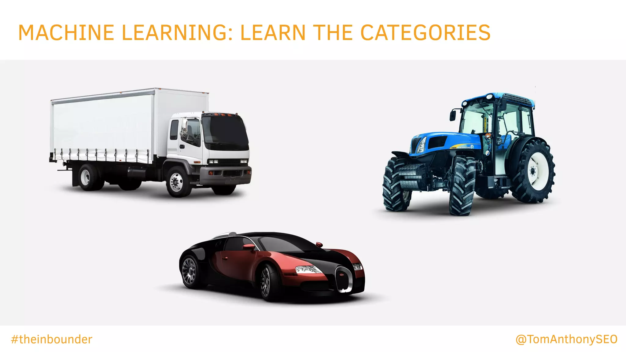 MACHINE LEARNING: LEARN THE CATEGORIES
#theinbounder @TomAnthonySEO
 