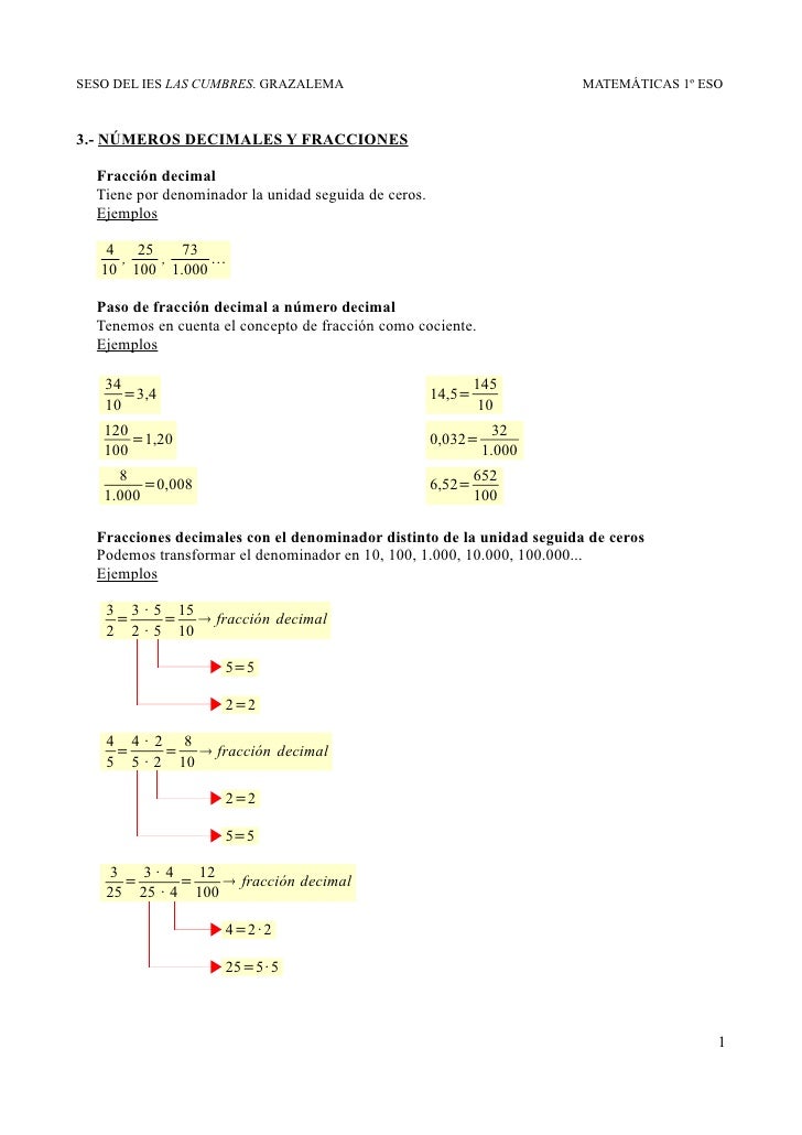 3 Números Decimales Y Fracciones