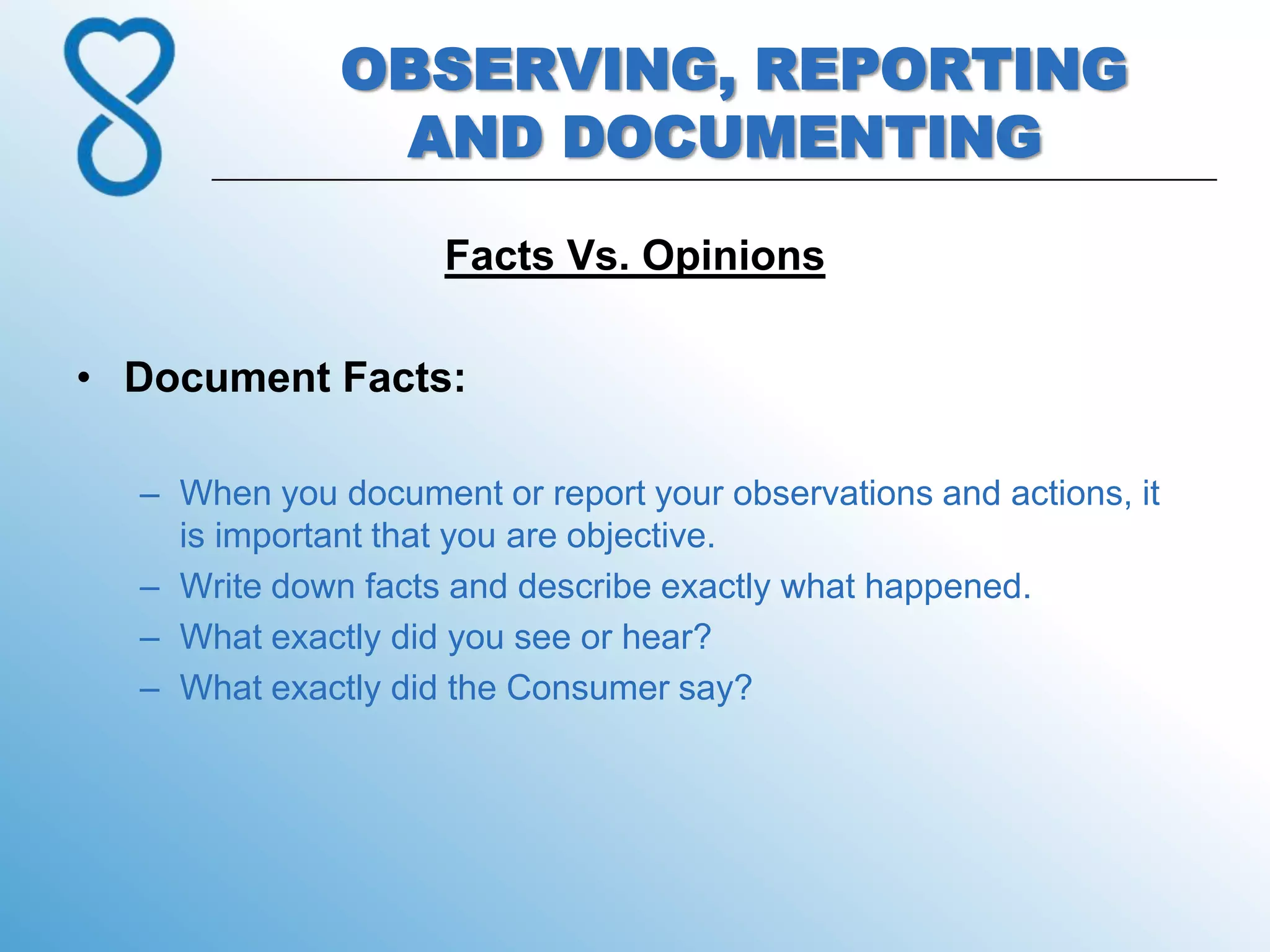 3. observing, reporting and documenting | PPTX