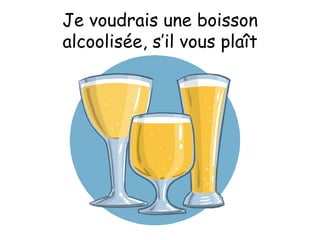 Je voudrais une boisson alcoolisée, s’il vous plaît 